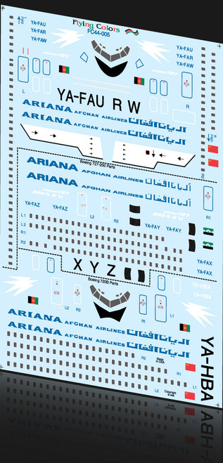 1/144 Scale Decal Ariana 727-200 / 720B