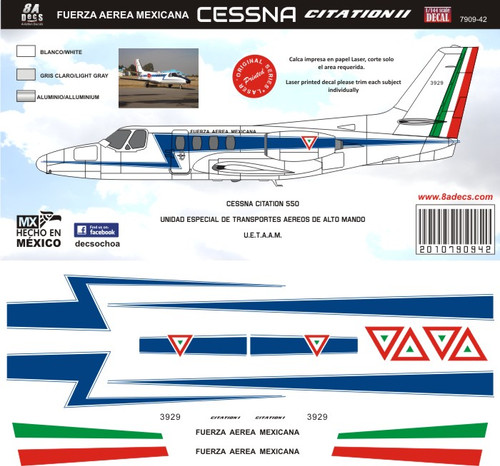 1/48 Scale Decal Fuerza Aerea Mexicana Cessna Citation