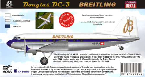 1/144 & 1/72 Scale Decal Breitling DC-3
