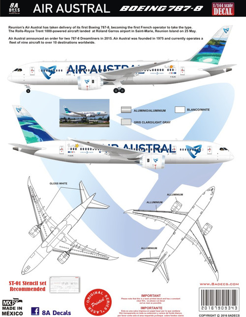 1/144 Scale Decal Austral 787-8 Rivers