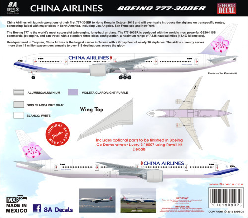 1/144 Scale Decal China Airlines 777-300