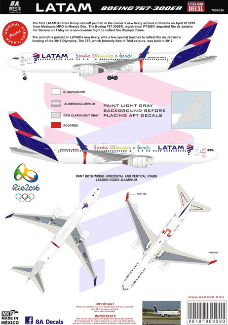 1/144 Scale Decal LATAM 767-300 Olympics