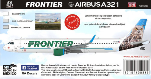 1/144 Scale Decal Frontier A-321 Otto the Owl