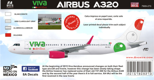 1/144 Scale Decal Airbus A320 Viva Aerobus 2015