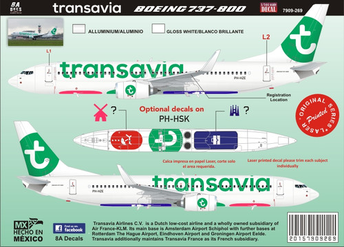 1/144 Scale Decal Boeing 737-800 Transavia 2015