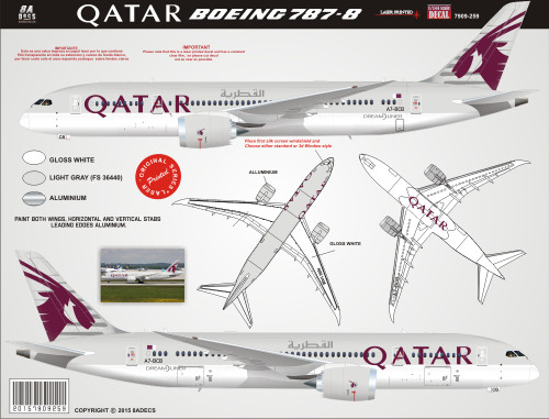 1/144 Scale Decal QATAR Boeing 787