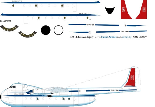 1/144 Scale Decal Rolls Royce AW Argosy