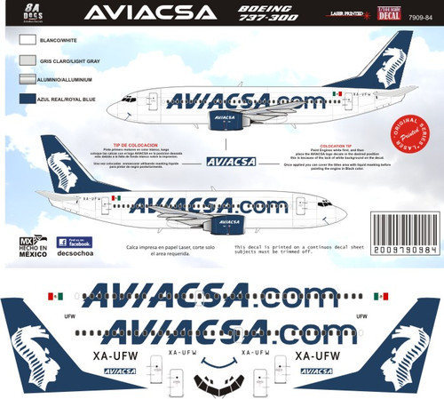 1/144 Scale Decal Aviacsa 737-300