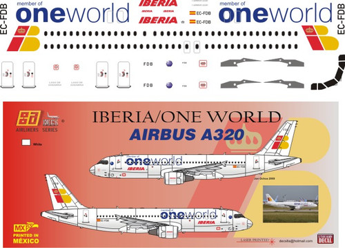 1/144 Scale Decal Iberia A-320 ONEWORLD