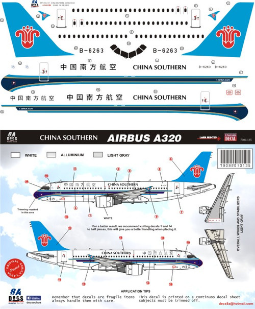 1/144 Scale Decal China Southern A-320