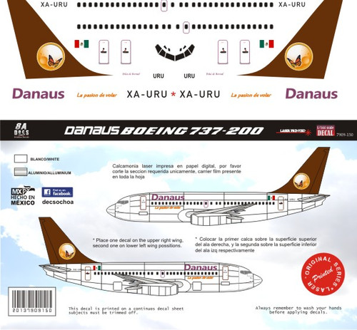 1/144 Scale Decal Danaus 737-200