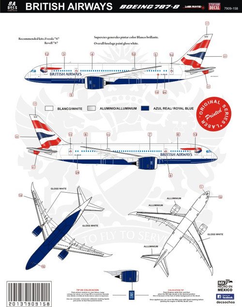 1/144 Scale Decal British Airways 787-8