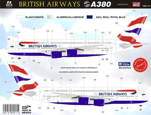 1/144 Scale Decal British Airways A-380