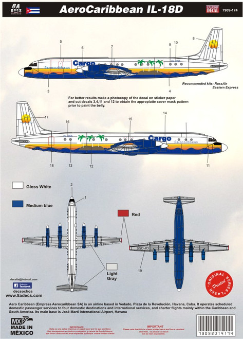 1/144 Scale Decal Aerocaribbean IL-18
