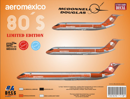 1/144 Scale Decal Aeromexico DC-9 80's LIMITED EDITION