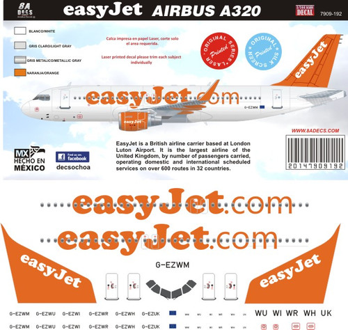 1/144 Scale Decal EasyJet A-320