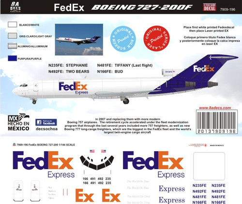 1/144 Scale Decal FedEx 727-200