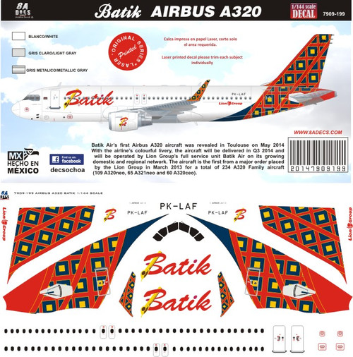 1/144 Scale Decal Batik A-320