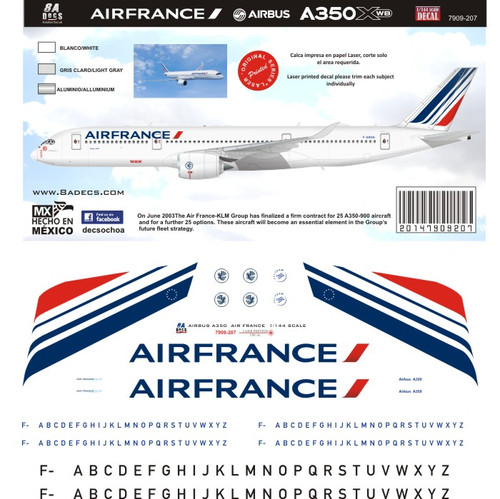 1/144 Scale Decal Air France A-350