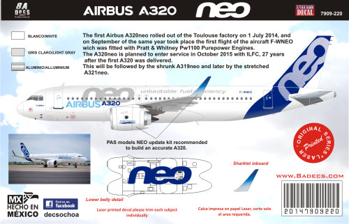 1/144 Scale Decal A-320 NEO Test Plane