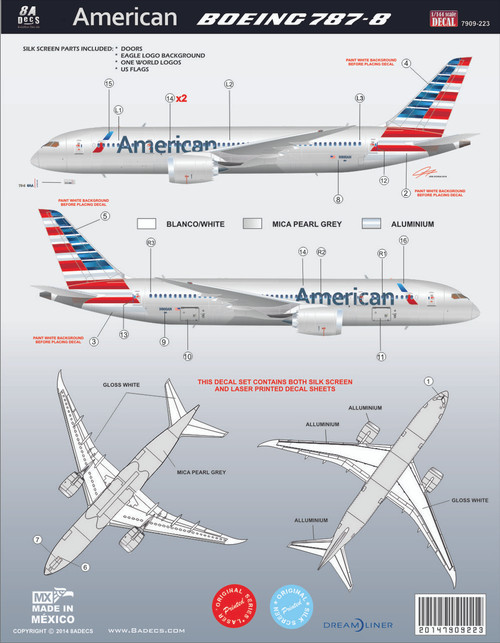 1/144 Scale Decal American 787 2015