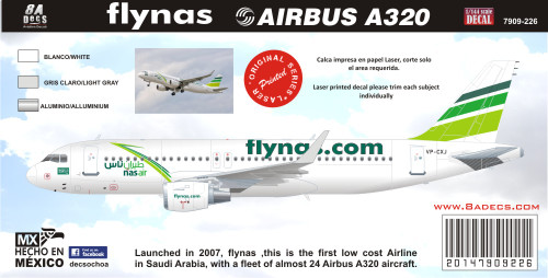 1/144 Scale Decal Flynas A-320