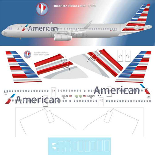 1/144 Scale Decal American A-321