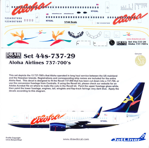 1/144 Scale Decal Aloha 737-700
