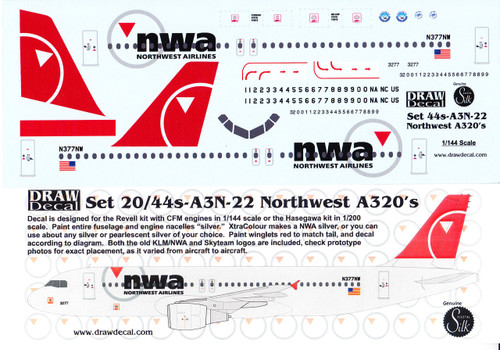 1/144 Scale Decal Northwest A-319