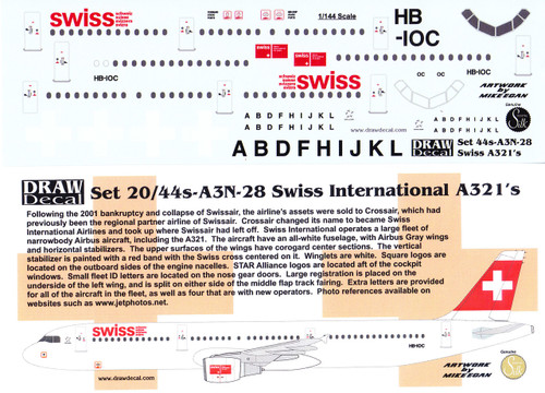 1/144 Scale Decal Swiss International A-321