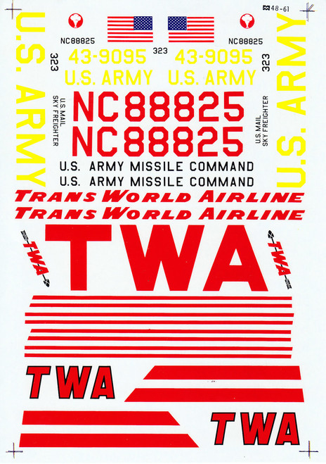 1/48 Scale Decal TWA / US Army C-47