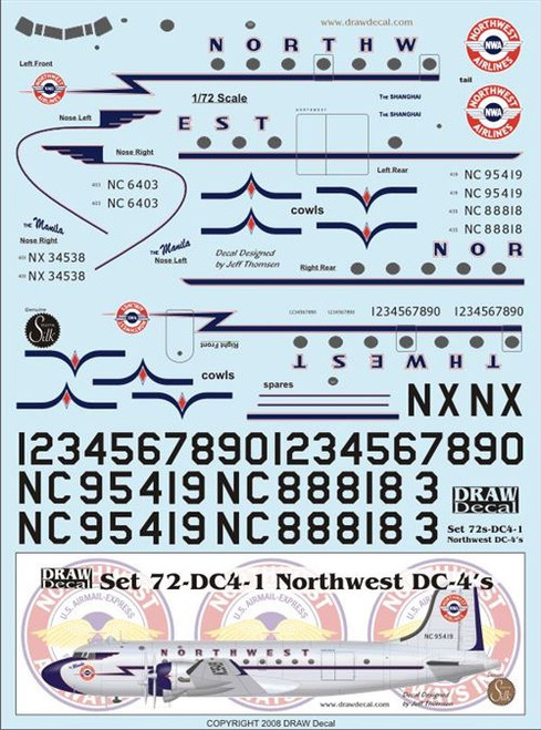 1/72 Scale Decal Northwest DC-4