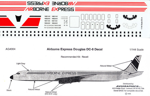 1/144 Scale Decal Airborne Express DC-8
