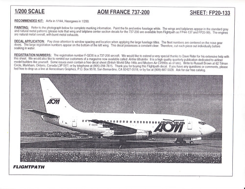 1/200 Scale Decal AOM France 737-200