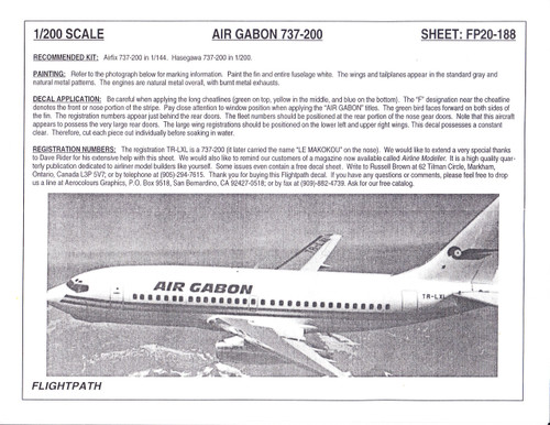 1/200 Scale Decal Air Gabon 737-200