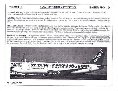 1/200 Scale Decal easyJet Internet 737-300