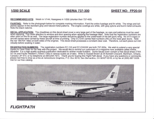 1/200 Scale Decal Iberia Airlines 737-300