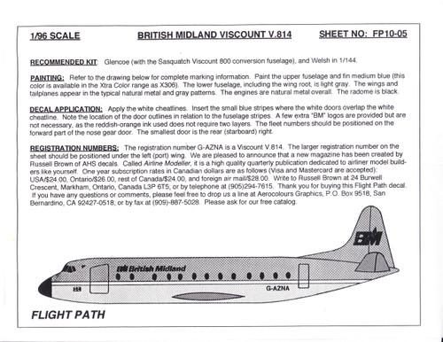 1/96 Scale Decal British Midland Viscount 800