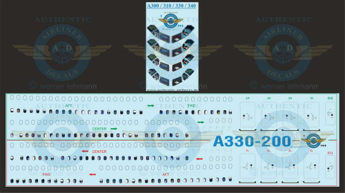 1/144 Scale Decal A330-200 Lifelike Cockpit & Windows