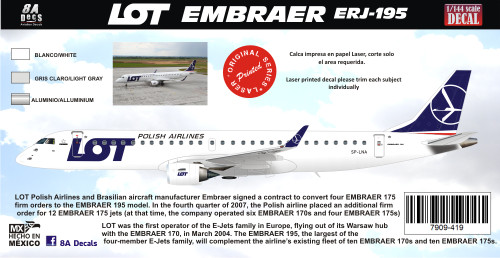 1/144 Scale Decal LOT ERJ-195