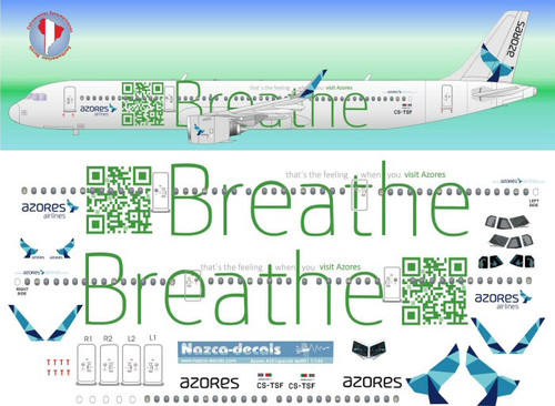 1/144 Scale Decal Azores A-321 logo Jet Breathe