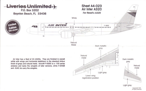 1/144 Scale Decal Air Inter A-320