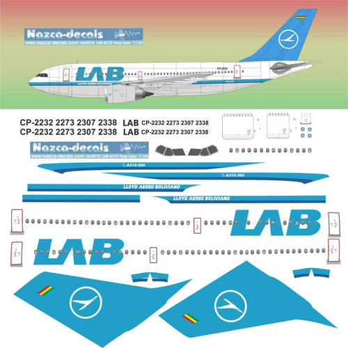 1/144 Scale Decal LLoyd Aereo Boliviano A-310 NEW