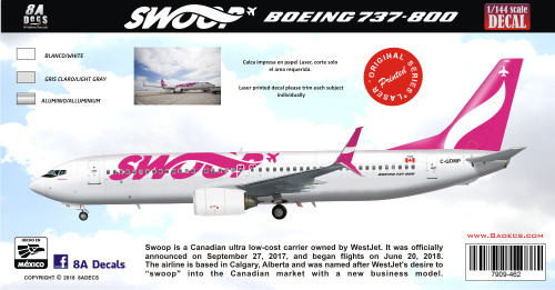 1/144 Scale Decal SWOOP 737-800