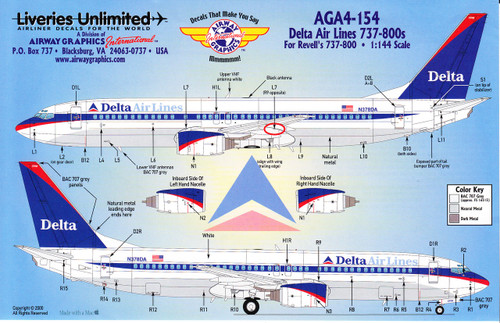 1/144 Scale Decal Delta 737-800