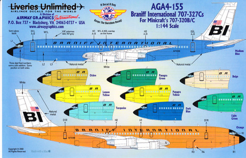 1/144 Scale Decal Braniff 707-320B / C