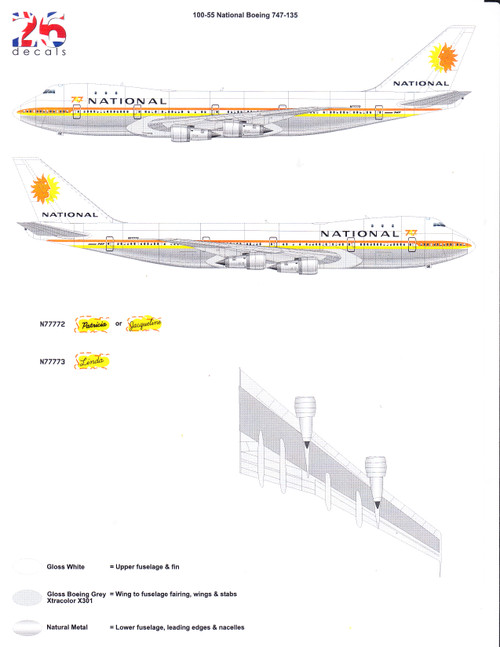 1/100 Scale Decal National 747-100