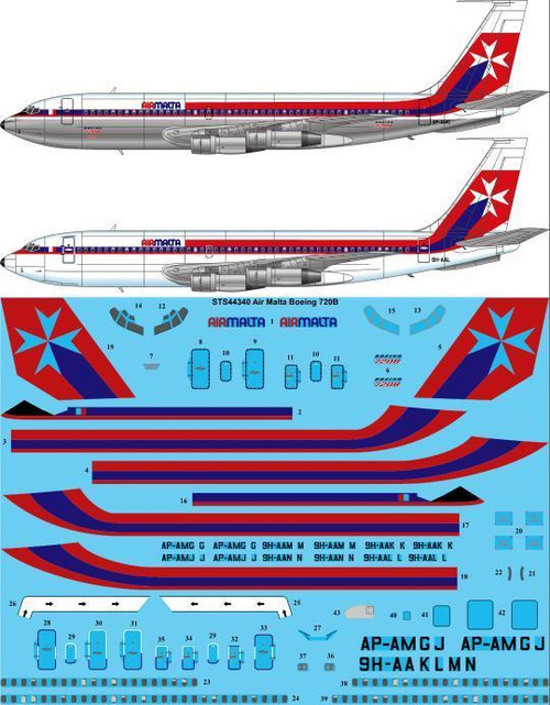 1/144  Scale Decal Air Malta Boeing 720B