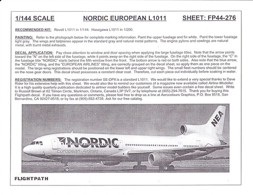 1/144 Scale Decal Nordic European L-1011