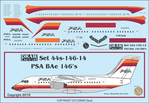 1/144 Scale Decal PSA BAe-146